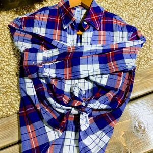 Girls Justice tie front flannel